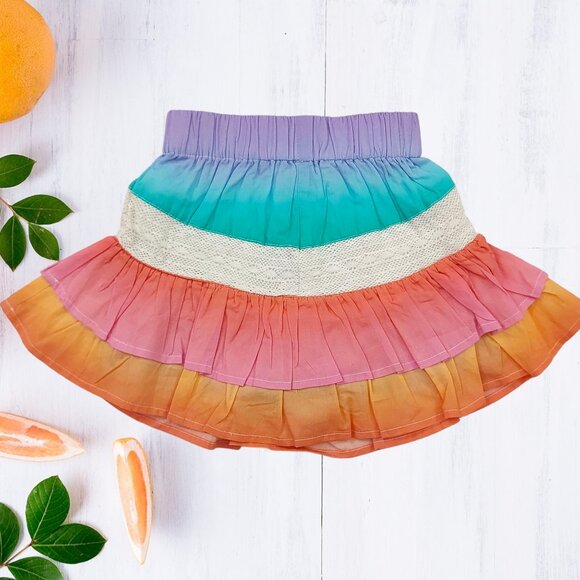Lucky Jade Other - Lucky Jade  Ruffle Skort Girls 3 Multicolor Tiered Pleated Crochet Summer Beach